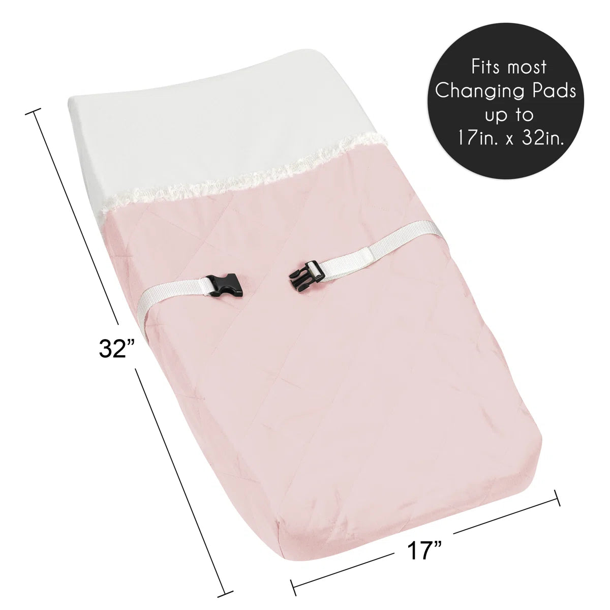 Pink and Off White Boho Chic Modern Pastel Changing Pad Cover