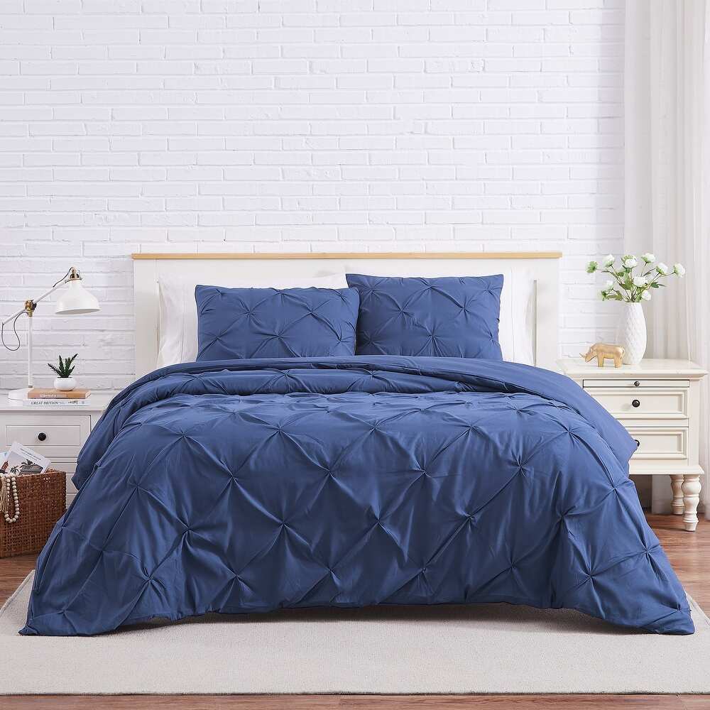3 Piece Duvet Cover Set - King - Cal King - Dark Blue