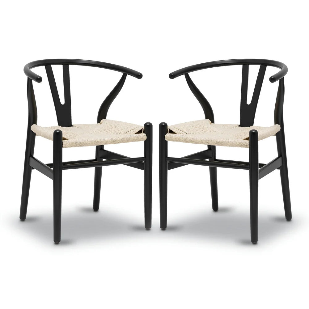 Weave Chairs - Solid Wood Frame (Set of 2) - Black