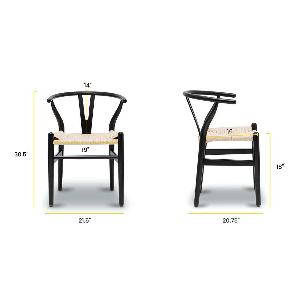 Weave Chairs - Solid Wood Frame (Set of 2) - Black