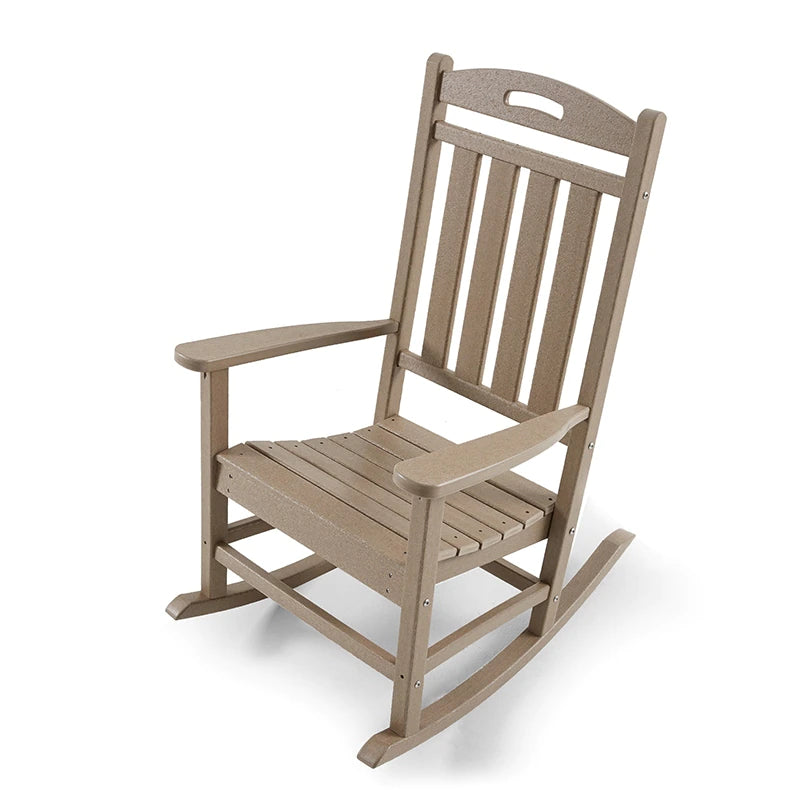 Polydun Outdoor Plastic Rocking Chair - Weathered Wood – Salvage & Co Indy