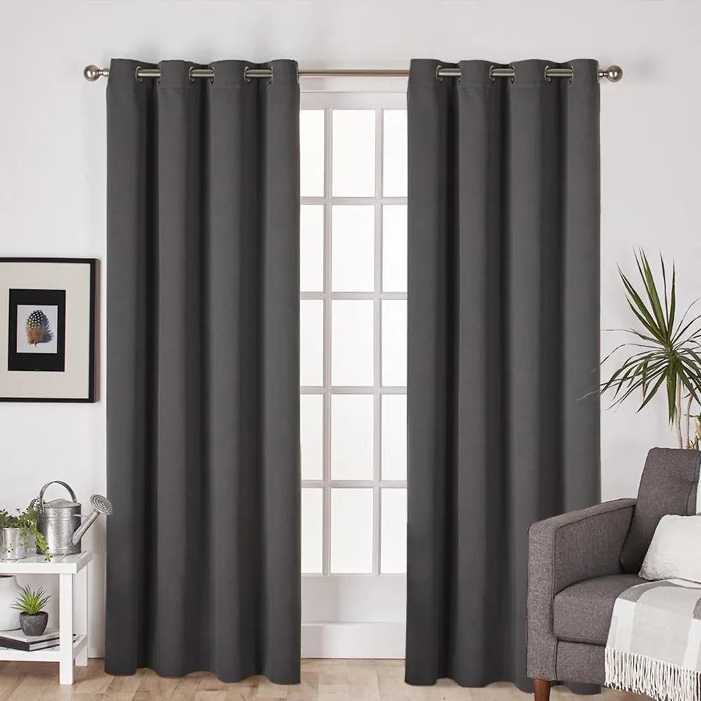 Boosalis Sateen Twill Blackout Curtain Panel Pair - Charcoal