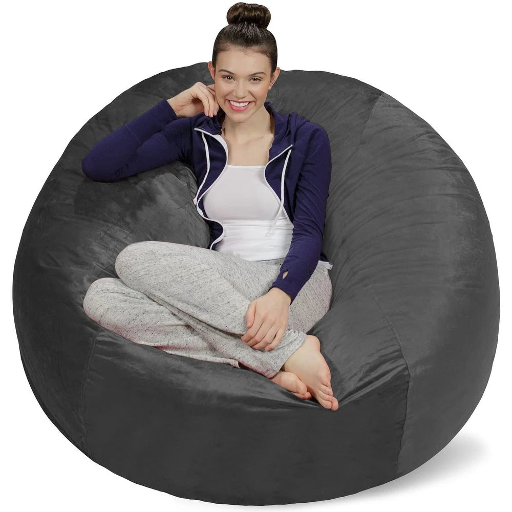 5-foot Bean Bag Chair Large Memory Foam Bean Bag - Charcoal
