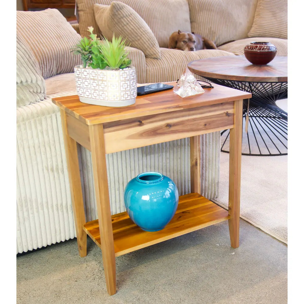 Holly Hill Solid Acacia Recliner End Table - Natural