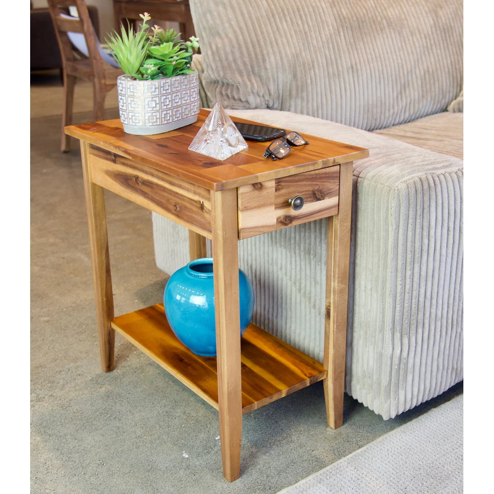 Holly Hill Solid Acacia Recliner End Table - Natural
