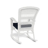 Portside Coastal White Resin Wicker Rocking Chair with Cushion