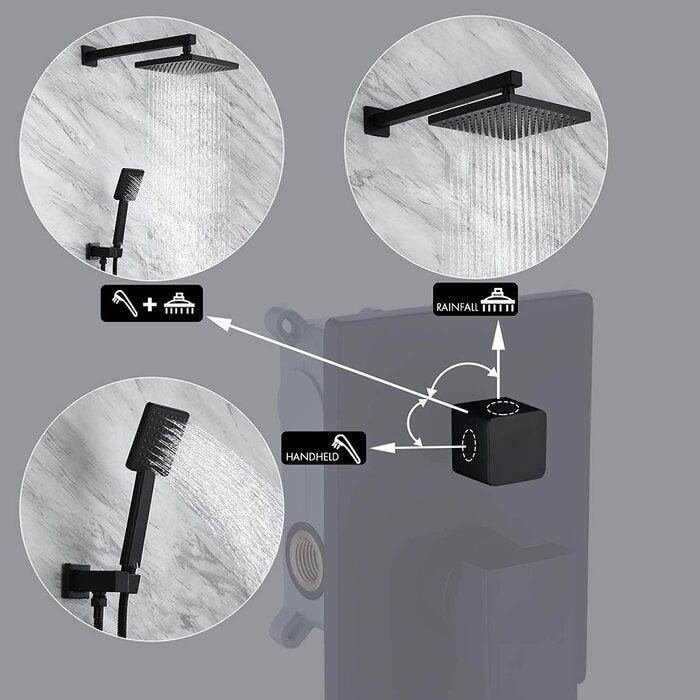 Black Pressure-balanced Tub And Shower Faucet With Rough-in Valve With Diverter