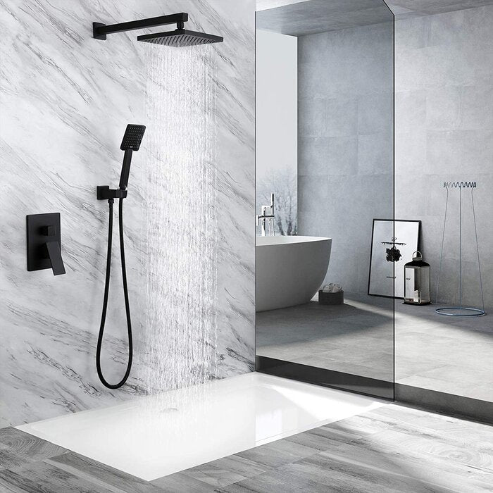 Black Pressure-balanced Tub And Shower Faucet With Rough-in Valve With Diverter