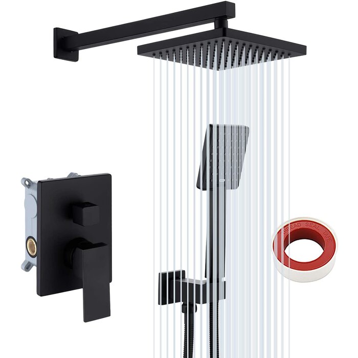 Black Pressure-balanced Tub And Shower Faucet With Rough-in Valve With Diverter