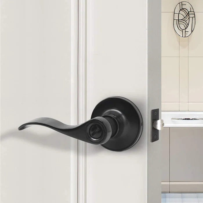 Privacy Door Lever with Round Rosette Keyless Lock - Set of 3