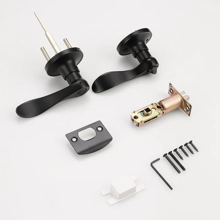 Privacy Door Lever with Round Rosette Keyless Lock - Set of 3