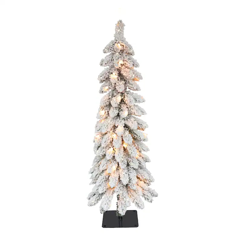 Pre-Lit Flocked Alpine Pencil Artificial Christmas Tree - 4, final cut
