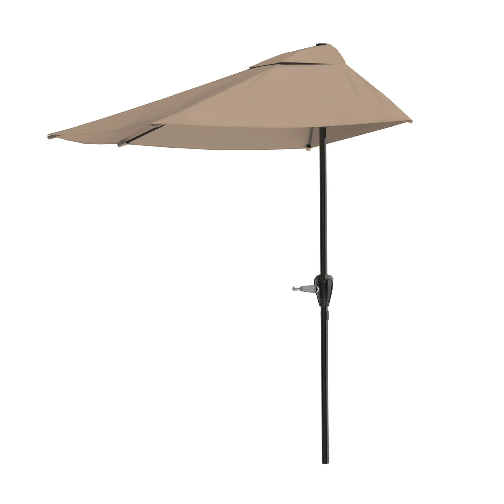 Steel Outdoor Half Round Patio Market Umbrella with Easy Crank Lift in Sand