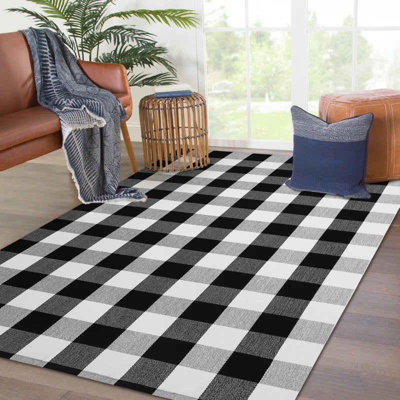 Quintisha Buffalo Plaid Area Rugs Black and White Checkered 4' x 6 ...