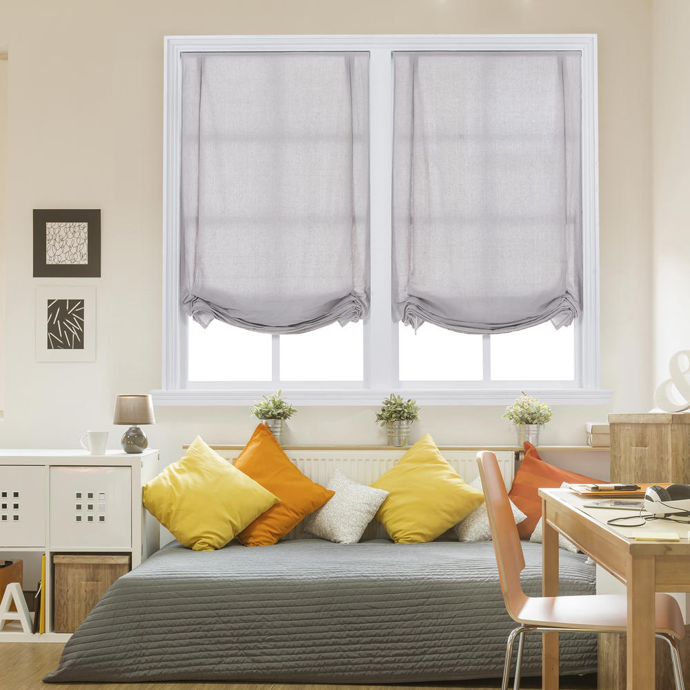 Cordless Gray Tulip Roman Shades