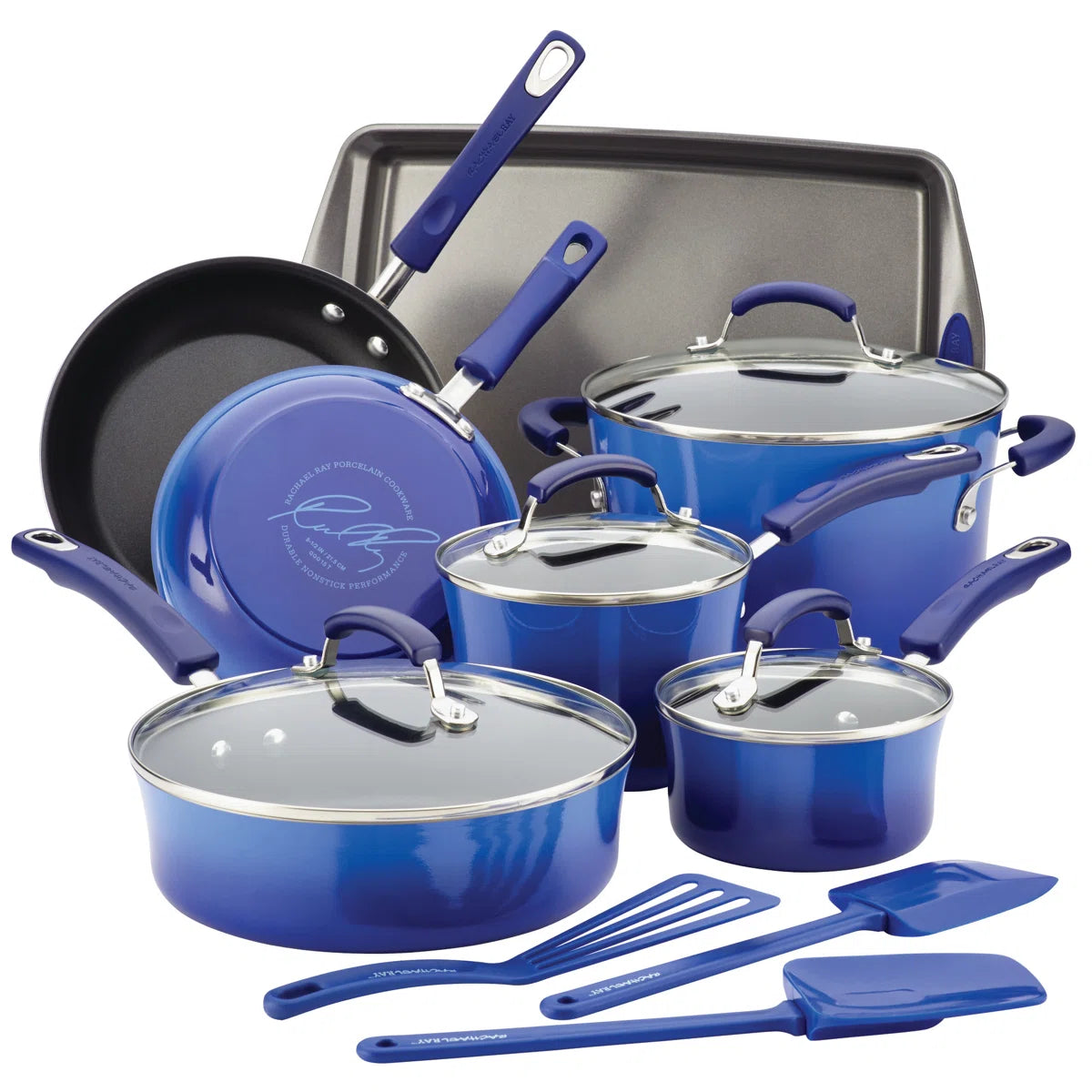 Classic Brights Porcelain Nonstick Cookware Set, 14-Piece