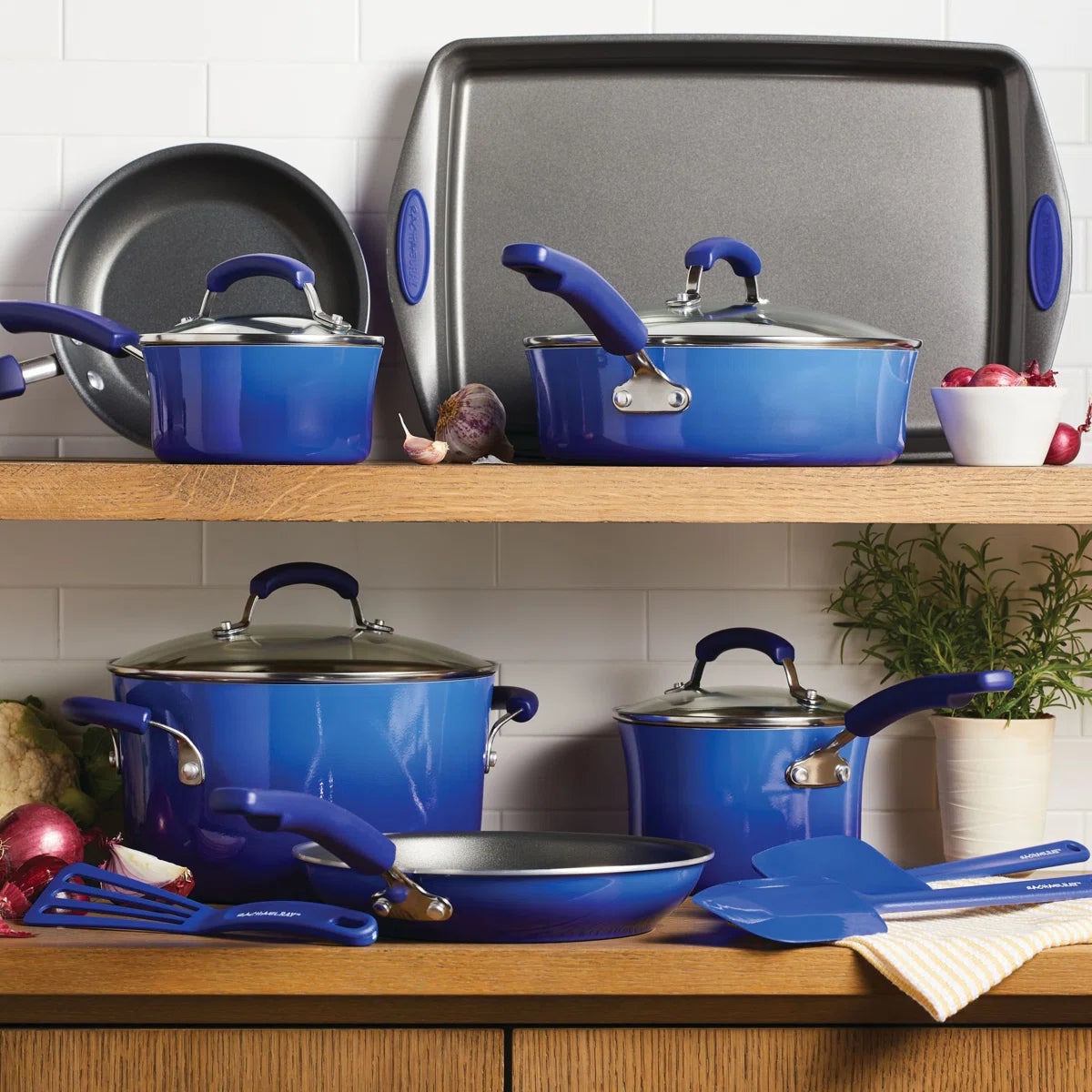 Classic Brights Porcelain Nonstick Cookware Set, 14-Piece