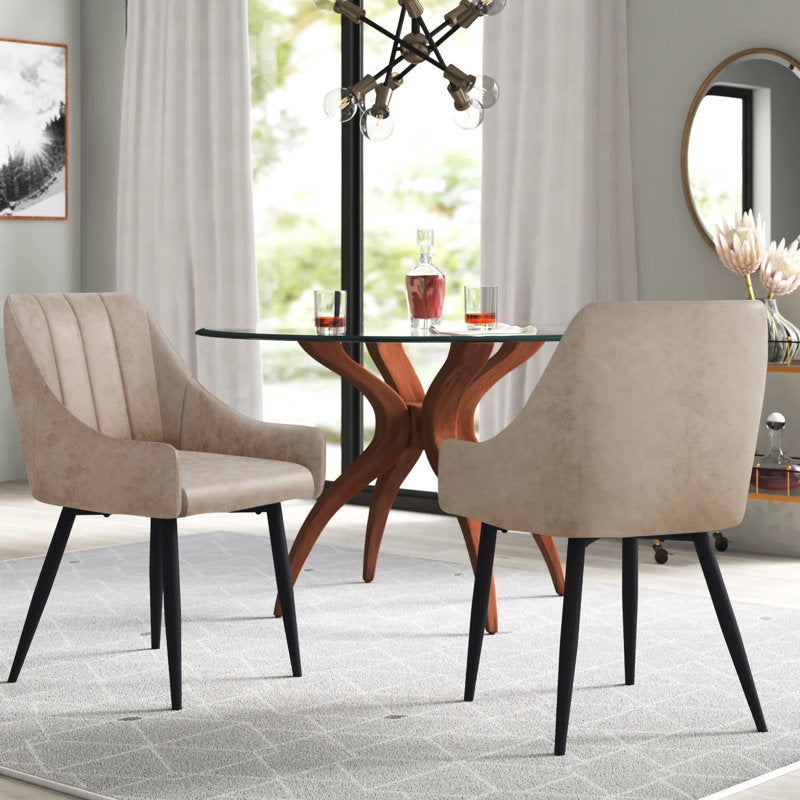 Beige Rainville Dining Chair, Side, Upholstered, Kitchen, Dining Room, Fabric, Metal (Set of 2)
