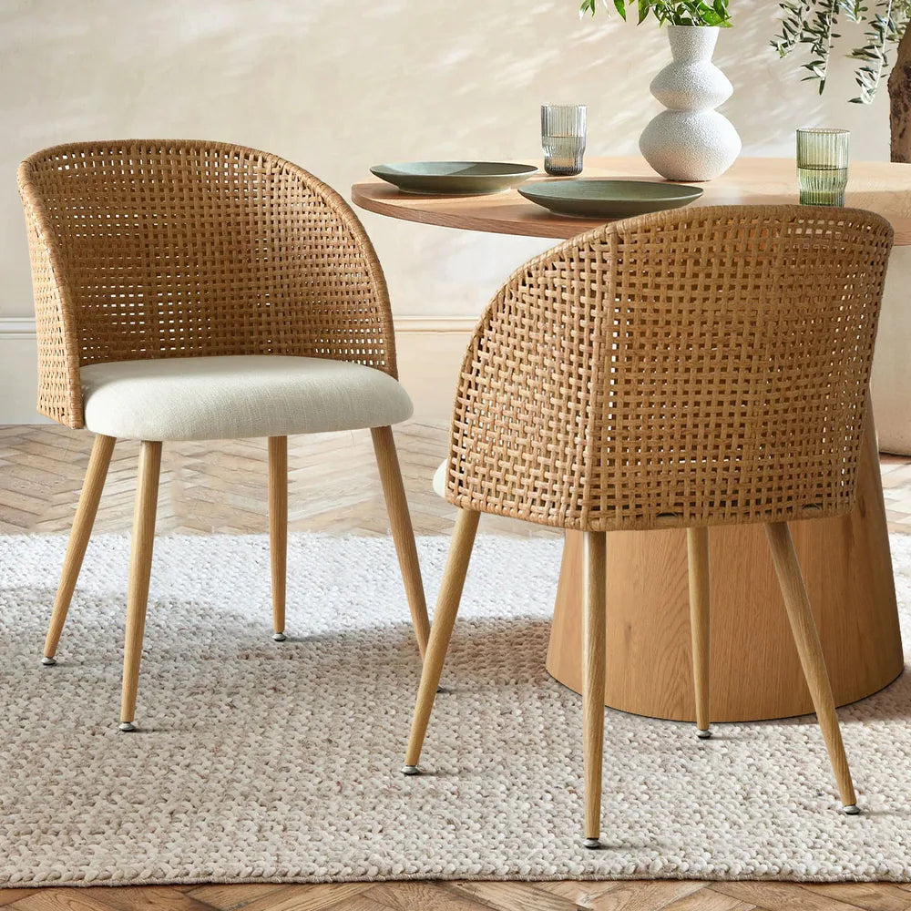 Rattan Upholstered Side Chair (Set of 4) - SHOWROOM ITEM 