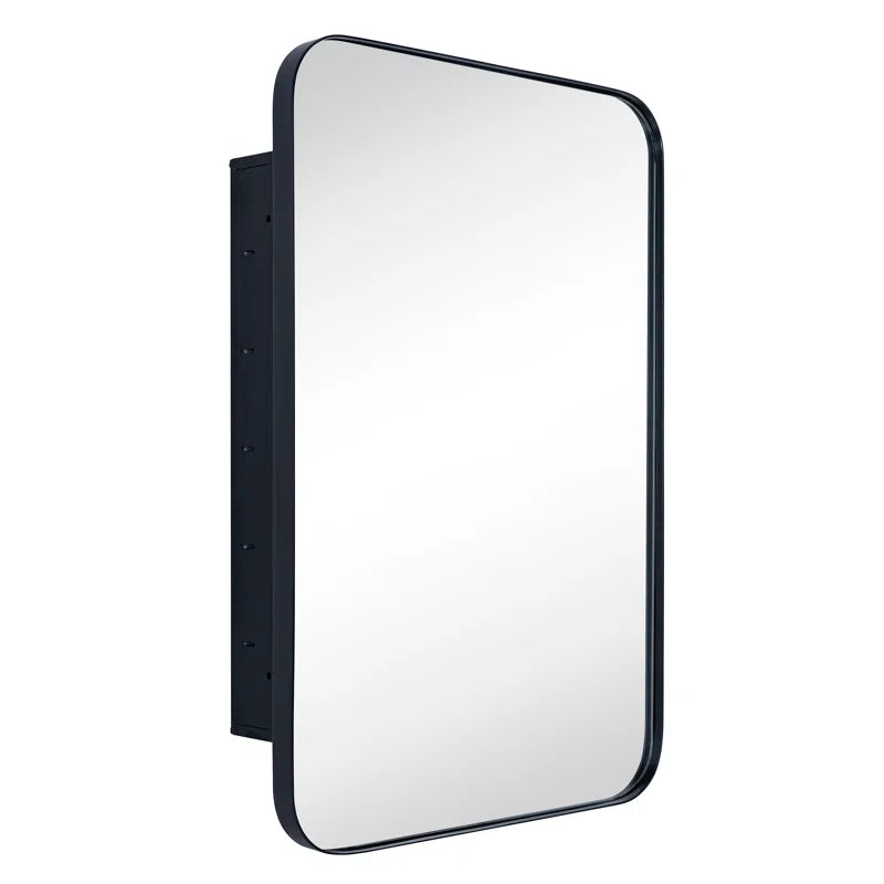 Black Recessed Framed Medicine Cabinet with Mirror and Adjustable Shelves