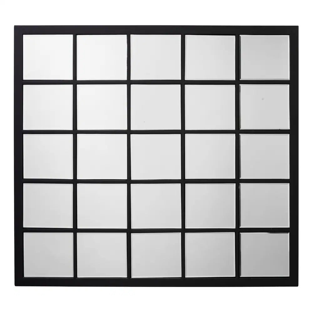 Alden Décor Zuri Rectangular Iron Grid Mirror, Black