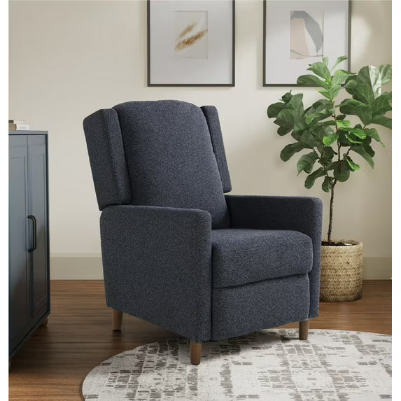 Relax-A-Lounger Clovis Modern Pushback Recliner, Navy Fabric - SHOWROOM ITEM 