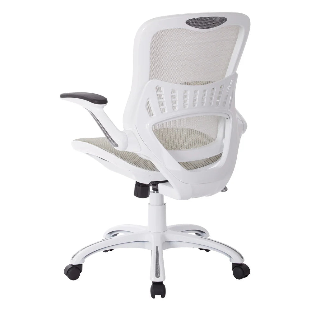 Riley Office Chair with White Mesh Seat and Back - White