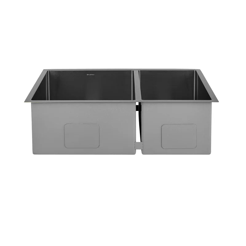 Black Rivage Double Basin Undermount Kitchen Sink