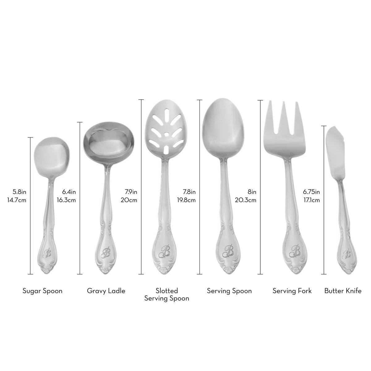 Rose Flatware 46-Piece Monogrammed Stainless Steel Silverware Set for ...