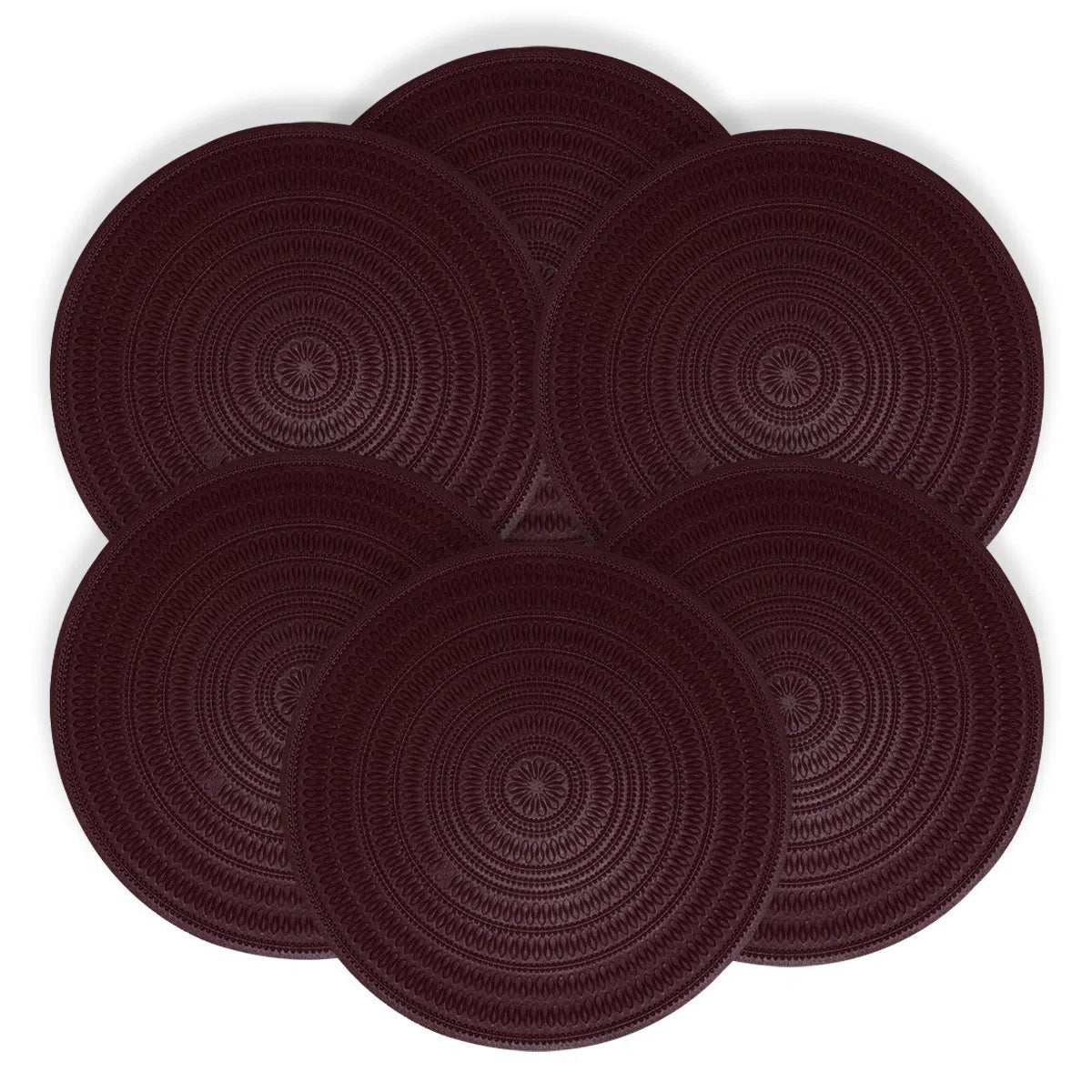 Round PVC Placemats Set Washable Stain Resistant Anti-Skid (Set of 6)