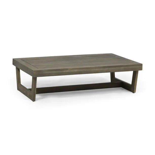 24.4" W x 39.5" L Roy Outdoor Acacia Wood Coffee Table - Gray SHOWROOM ITEM