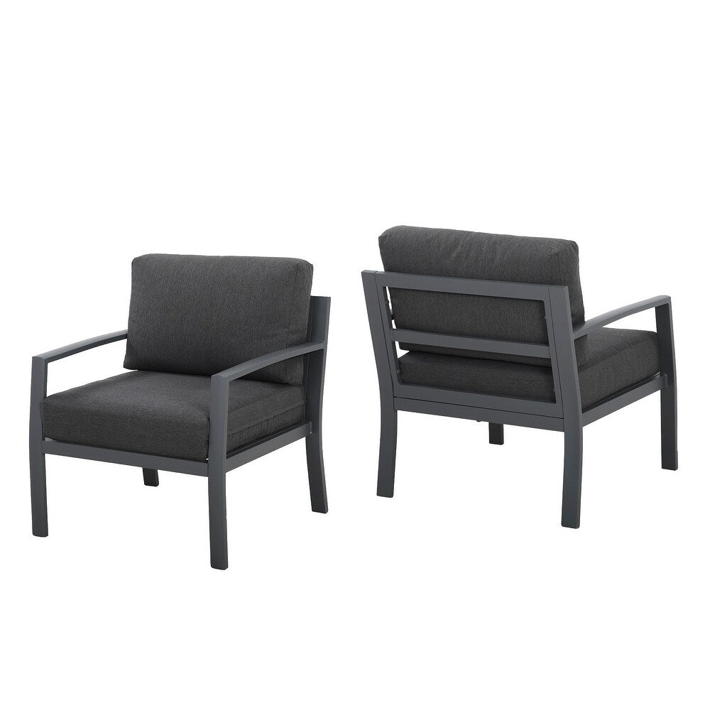 2 PCS Aluminum Outdoor Armchair - Dark Grey