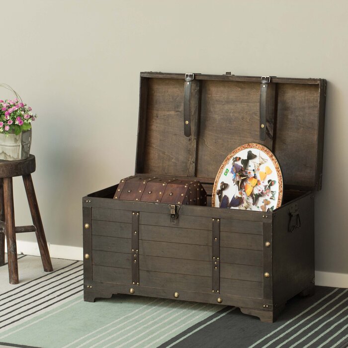 Vintiquewise Brown Large Wooden Storage Trunk