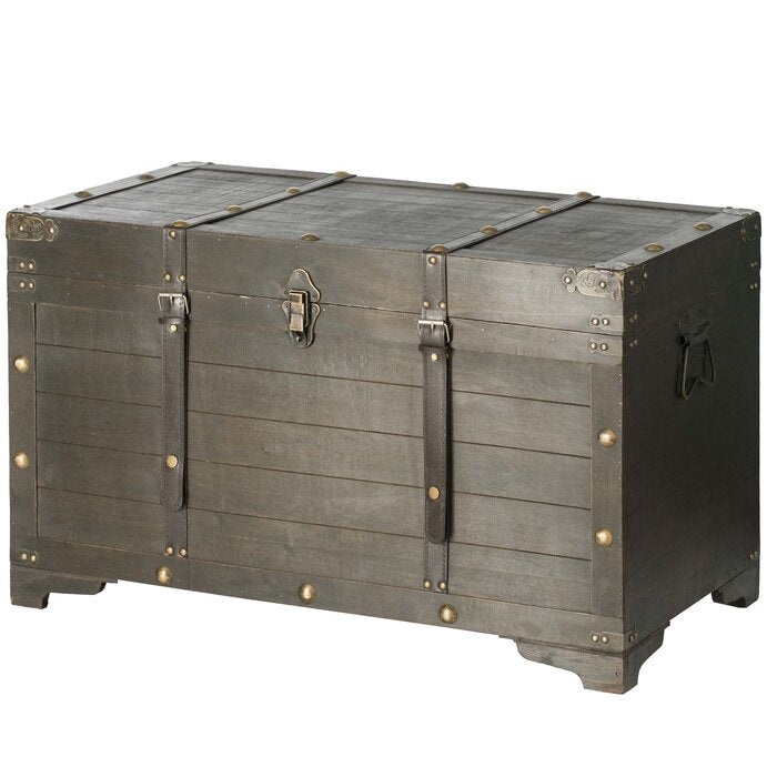 Vintiquewise Brown Large Wooden Storage Trunk