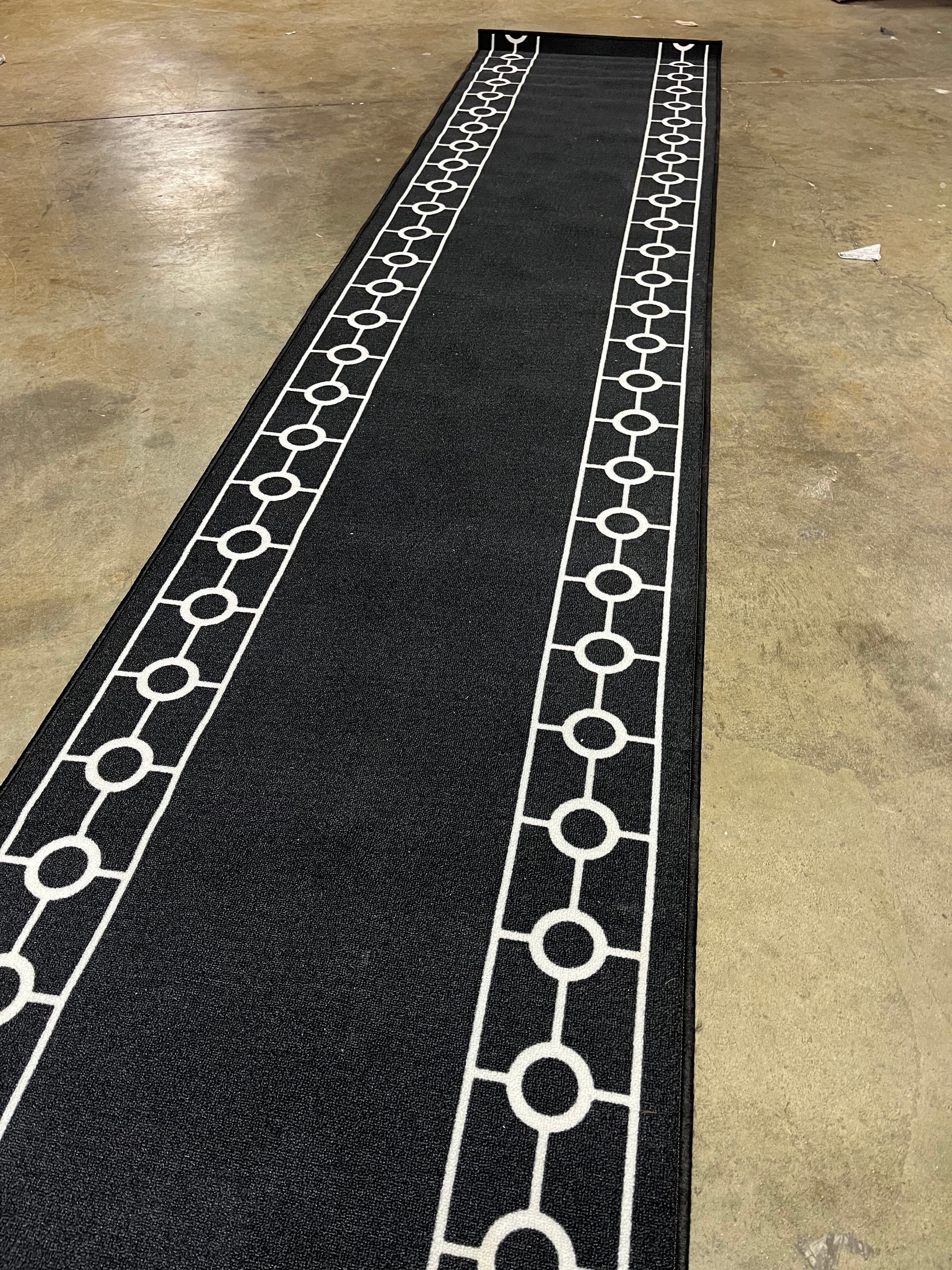 Chain Border Design Cut to Size Black Color Slip Resistant Runner Rug ...