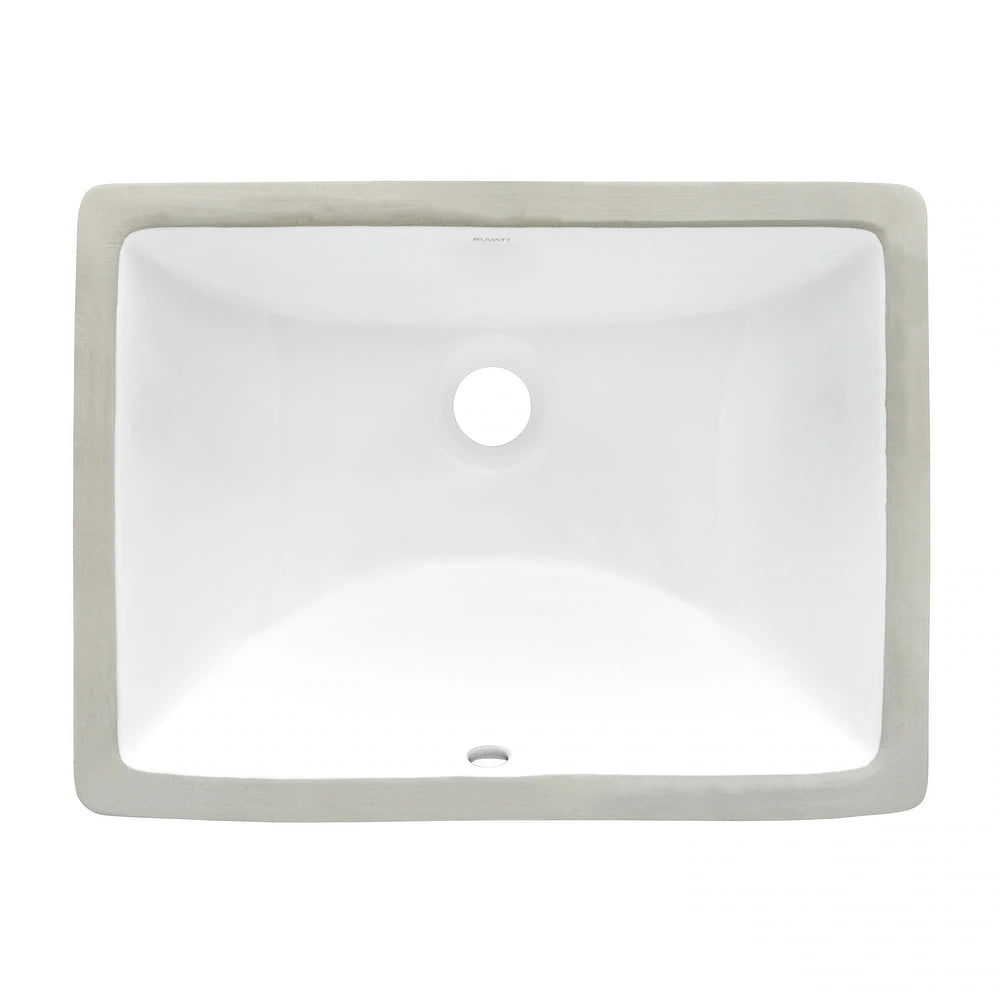 Undermount Bathroom Vanity Sink White Rectangular Porcelain Ceramic with Overflow