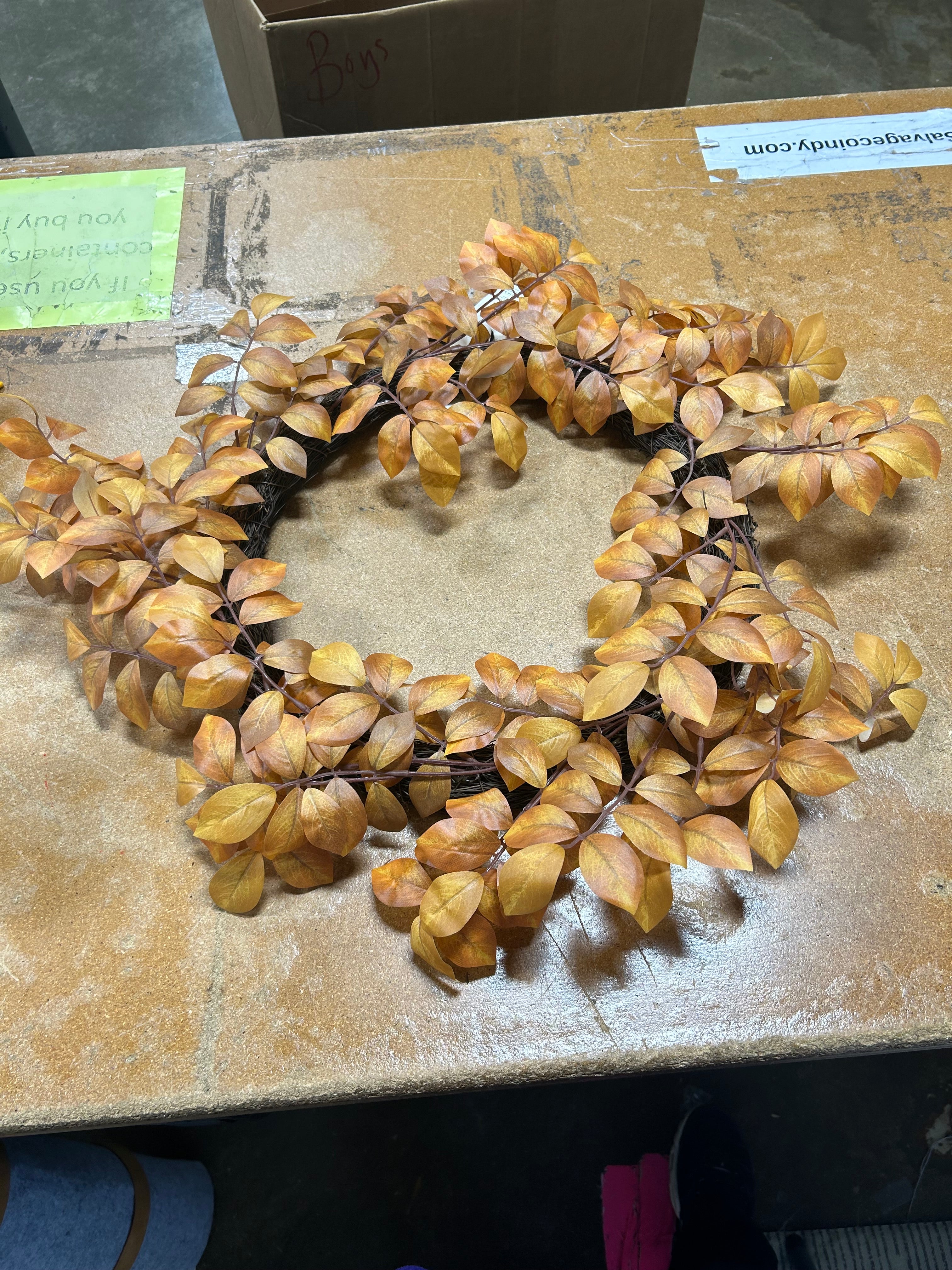 Faux Golden Ash Leaf Fall Wreath