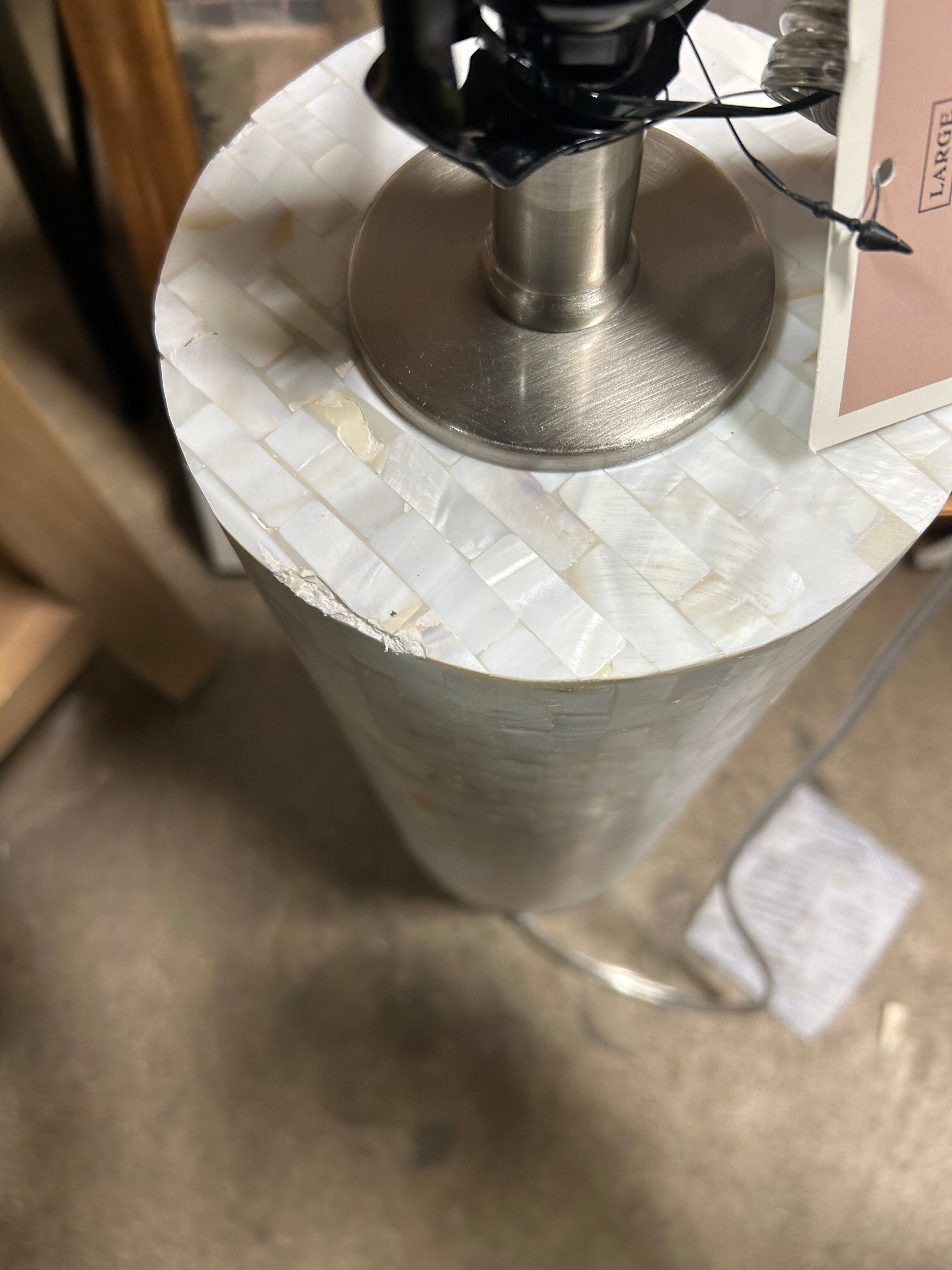 Capiz Subway Tile Large Lamp Base Shell