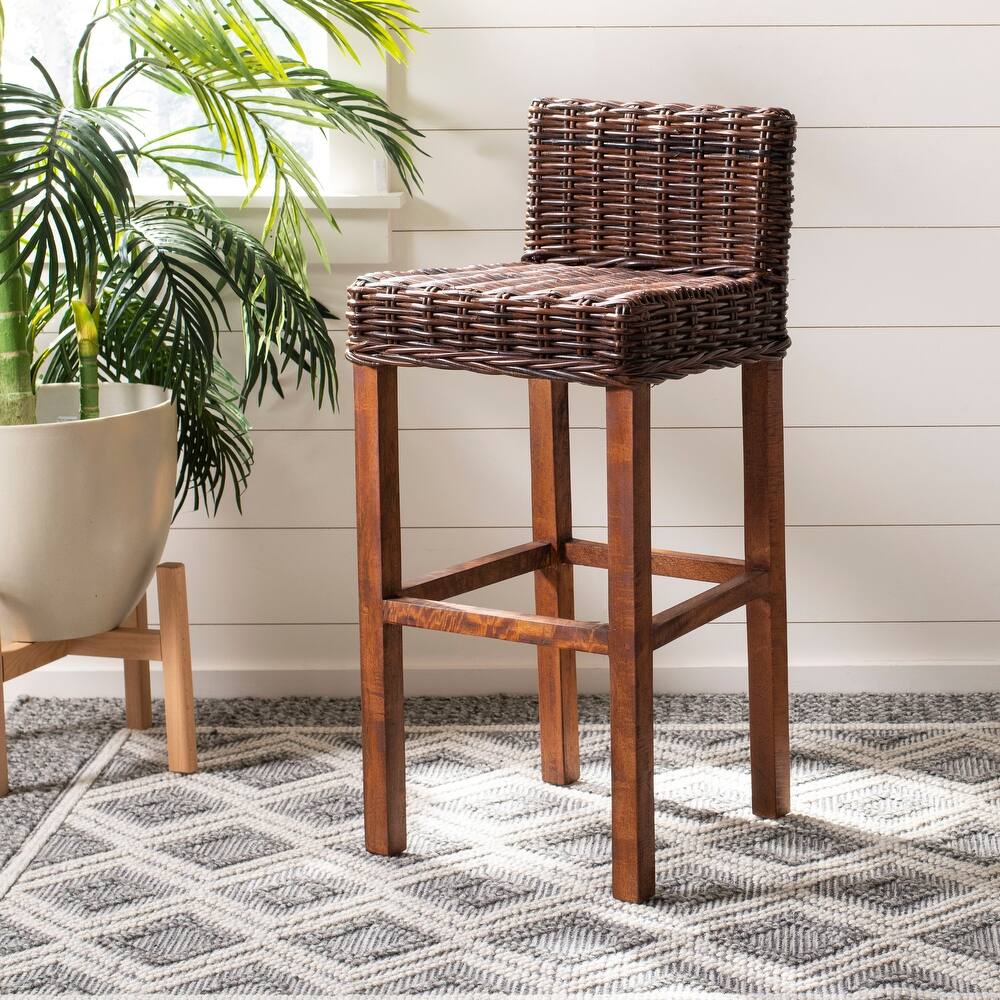 30- Inch St. Thomas Indoor Wicker Brown Bar Stool