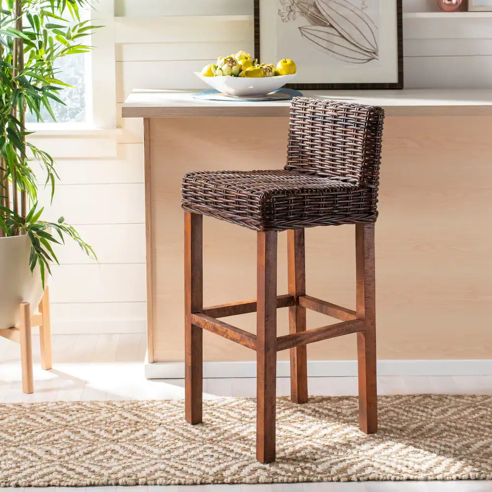 30- Inch St. Thomas Indoor Wicker Brown Bar Stool
