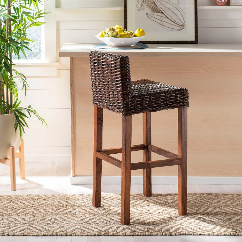 30- Inch St. Thomas Indoor Wicker Brown Bar Stool