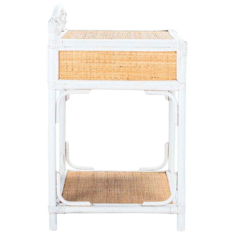 Bea Coastal 1-Drawer 1-Shelf Nightstand - White/Natural