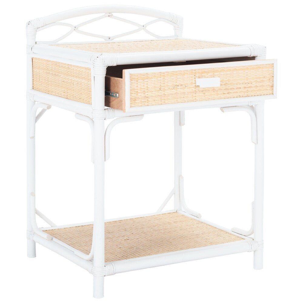Bea Coastal 1-Drawer 1-Shelf Nightstand - White/Natural