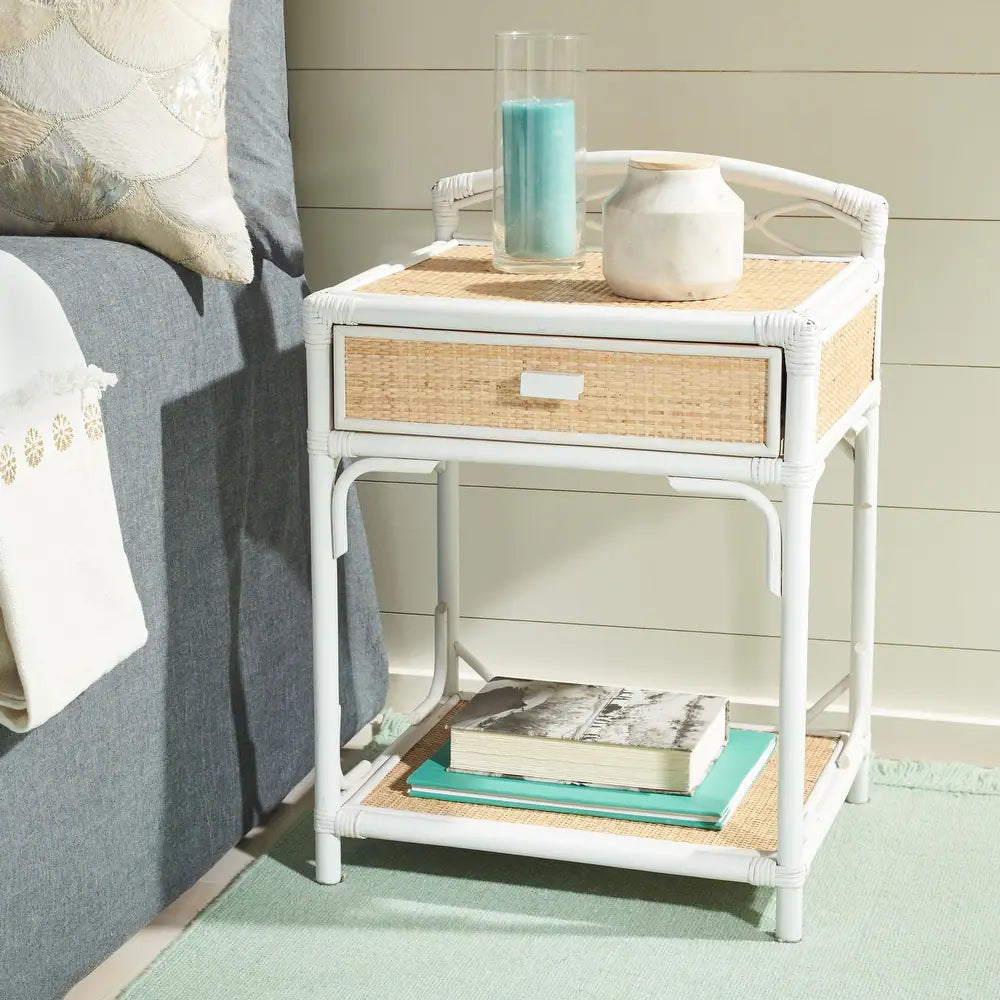 Bea Coastal 1-Drawer 1-Shelf Nightstand - White/Natural