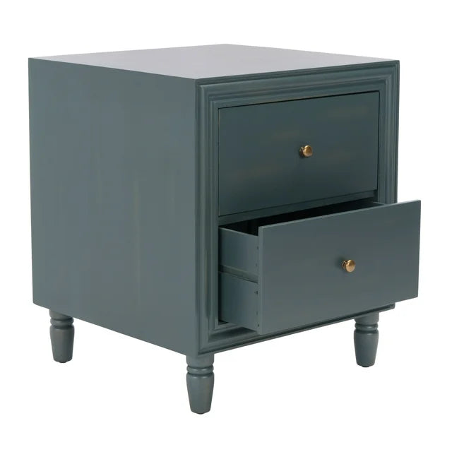 Blaise Nautical Nightstand with 2 Storage Drawers, Steel Teal