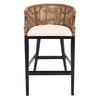 Brando Rattan 30-inch Bar Stool - Natural Wash/Black Legs/White Cushion