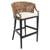 Brando Rattan 30-inch Bar Stool - Natural Wash/Black Legs/White Cushion