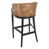 Brando Rattan 30-inch Bar Stool - Natural Wash/Black Legs/White Cushion