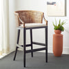 Brando Rattan 30-inch Bar Stool - Natural Wash/Black Legs/White Cushion