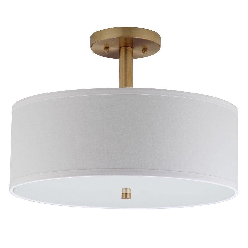 Lighting Clara 3-light Gold Ceiling Cotton Drum Light